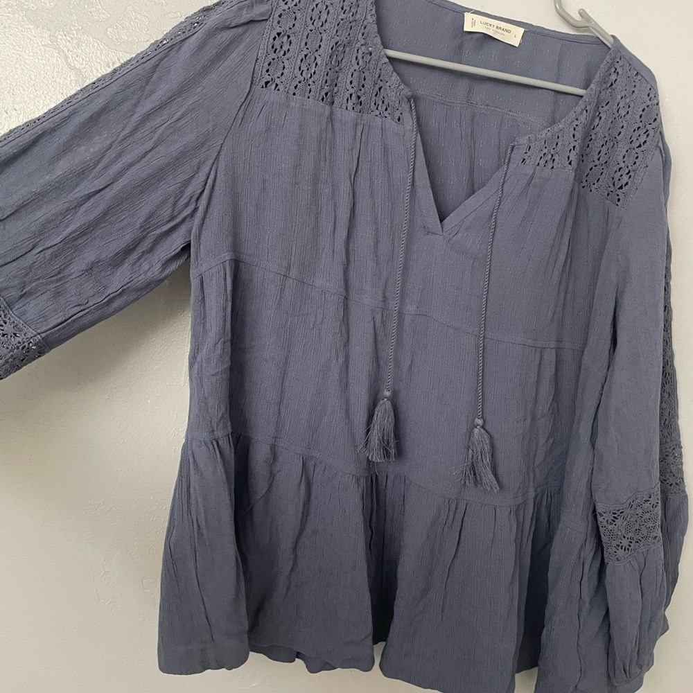 Dusty blue lucky brand blouse